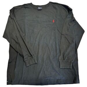 Polo Ralph Lauren Black Long Sleeve Crew Neck T Shirt Pony‎ Logo Men's XL
